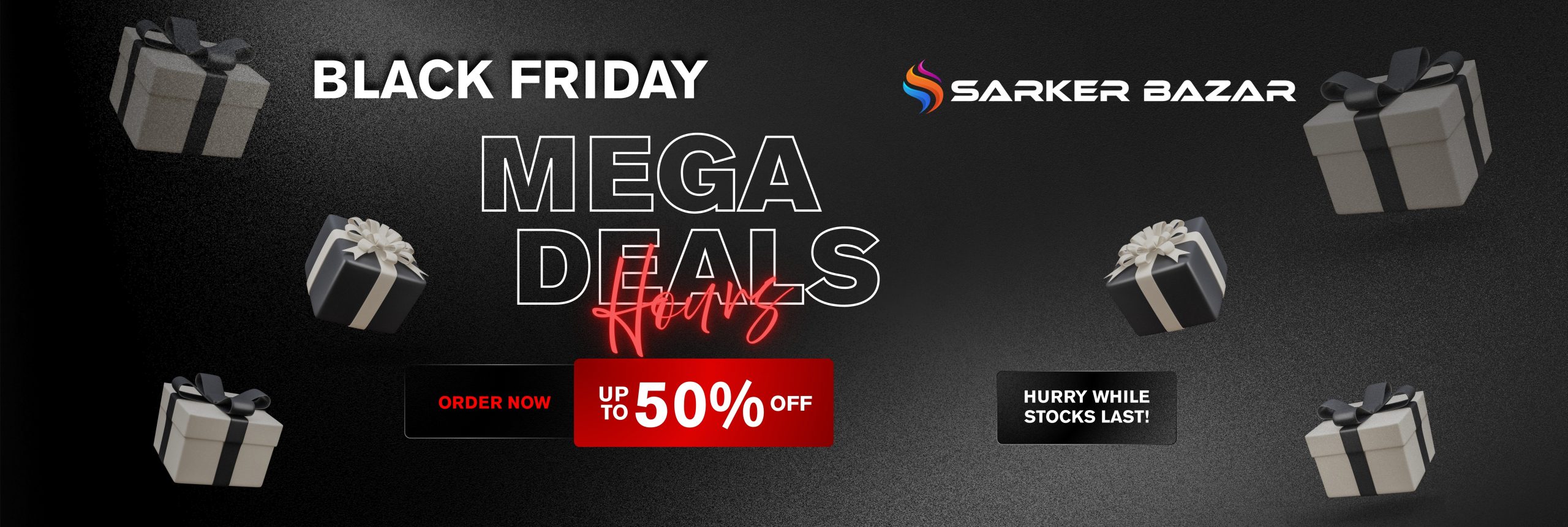 Black White and Red Modern Black Friday Facebook Ad